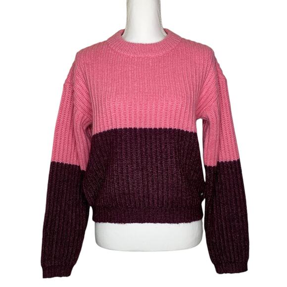 Scotch & Soda Pink Purple Colorblock Chunky Knit Wool Alpaca Sweater - Picture 2 of 10